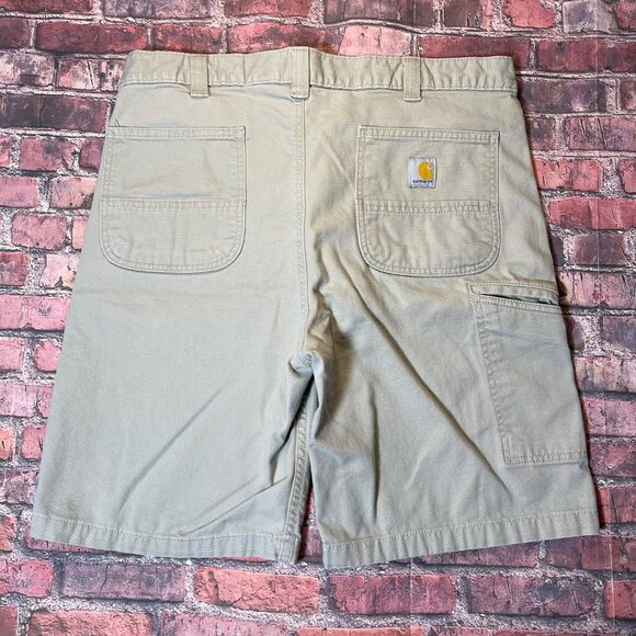 Carhartt Men 36 Rugged Flex Relaxed Fit Canvas Work Shorts Tan Beige - Picture 4 of 6